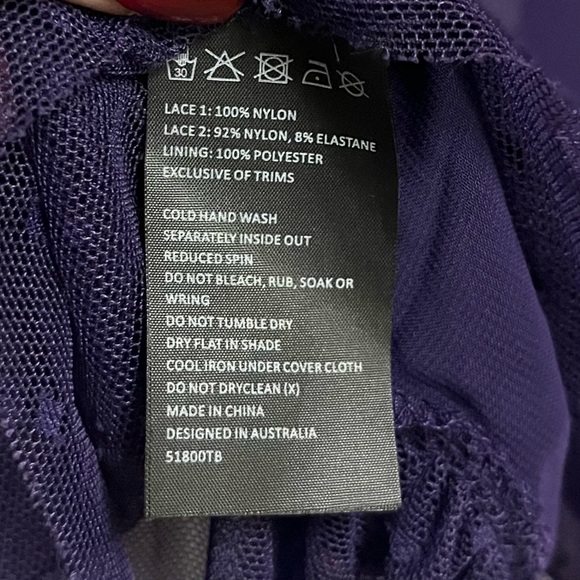 Bardot Splice Lace Blouse Top Womens Purple Ruffle Sheer Whimsgoth Fairy Medium - Picture 13 of 14